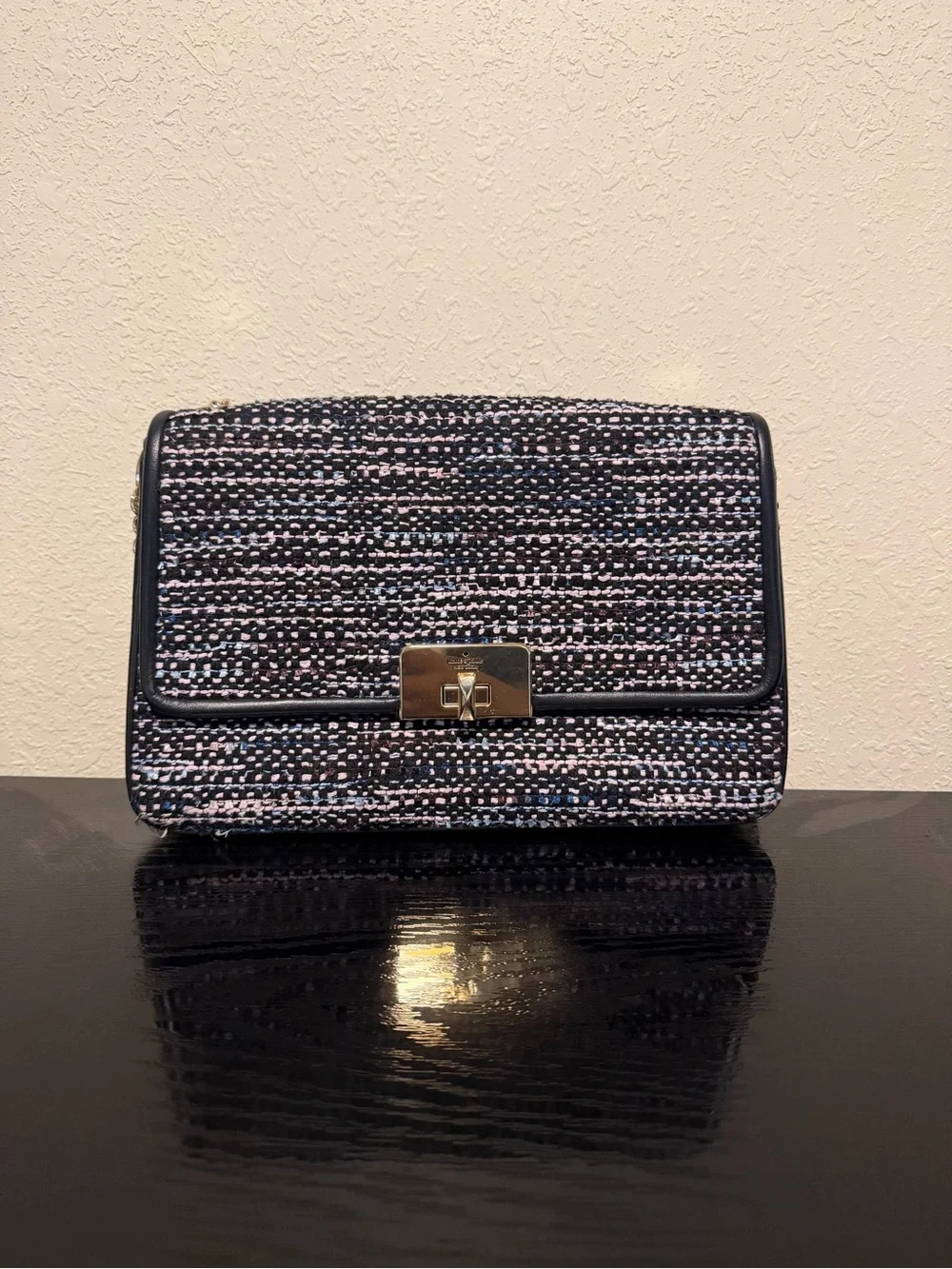 kate spade Woven Tweed Crossbody Bag in Black and Pink